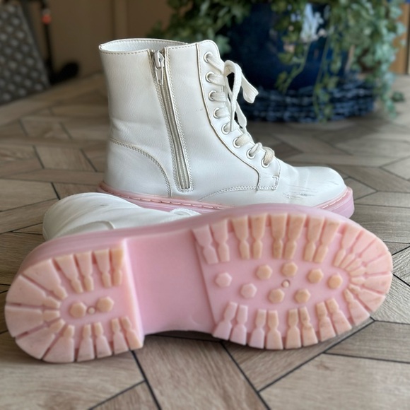 Sugar Lace-Up Boots in White and Pink - Picture 11 of 17